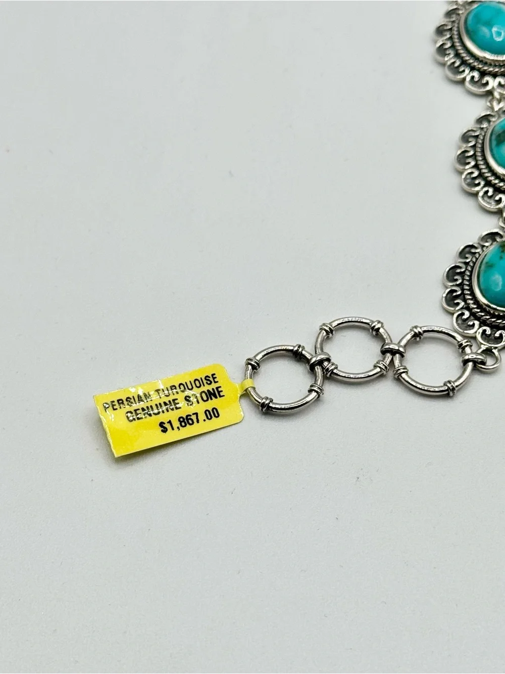 Sterling Silver Persian Turquoise Natural Genstone Bracelet